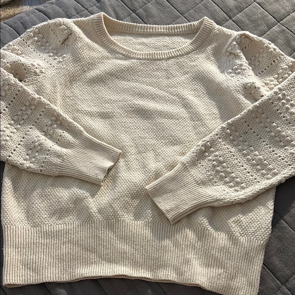 Madewell Cream Textured Knit Sweater